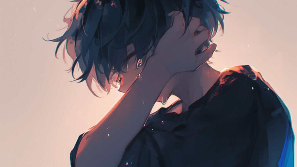Ảnh Anime Nam Buồn Khóc, Anime Buồn Khóc Dưới Mưa