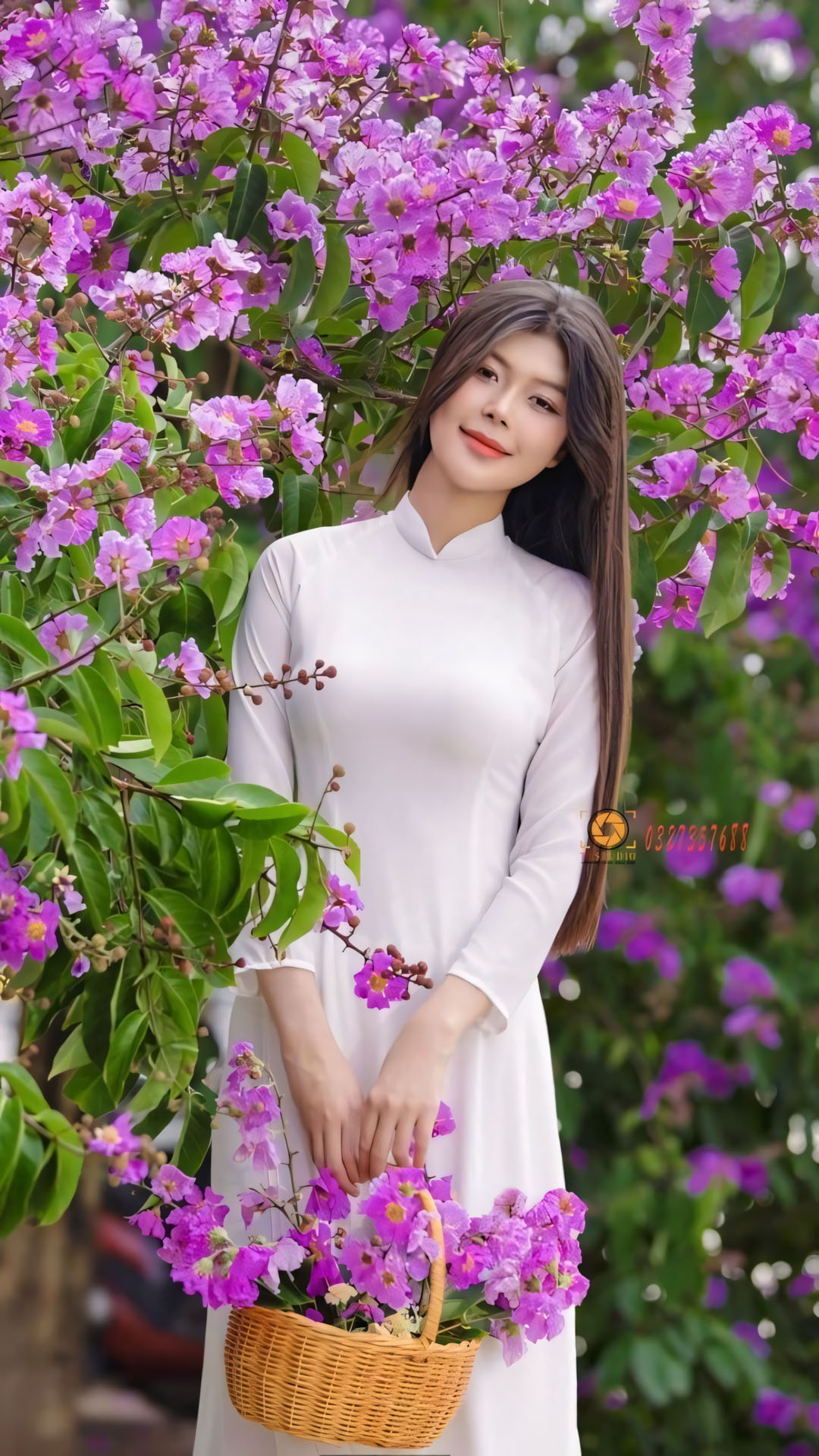 Áo dài ảnh hoa bằng lăng buồn